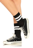 Black Ribbed Athletic Ankle Socks