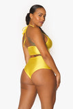 Yellow Infinity Crop Top and High Waisted Bottoms Set