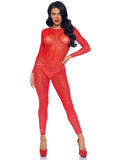 Red Sheer Rhinestone Catsuit