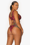 Red Snake Statement One Piece Strappy Swimsuit