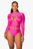 Custom Group Order Long Sleeve Slashed Front Bodysuit with Bikini Top