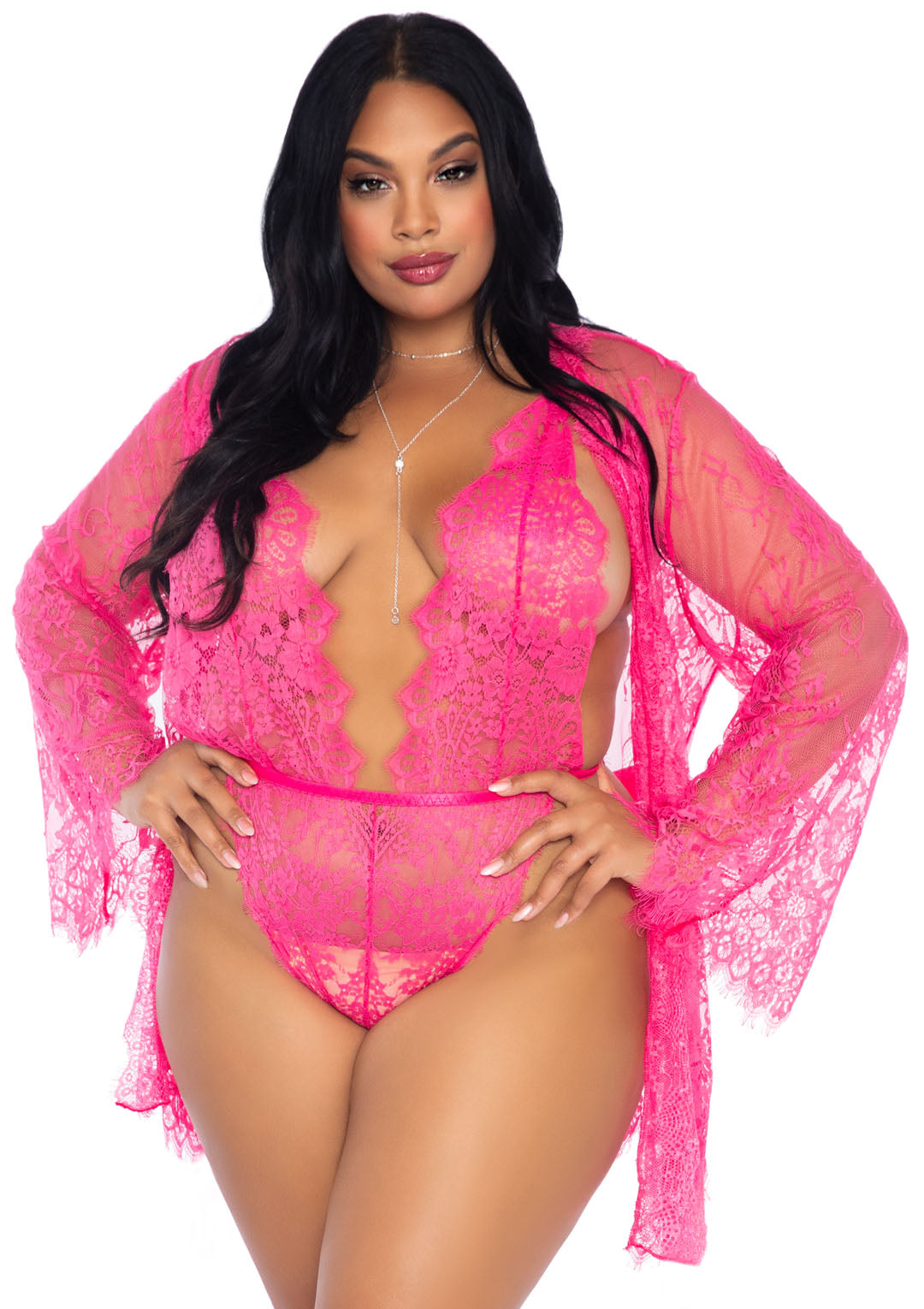 3 PC Lace Teddy, Matching Robe, And Satin Tie pink – The Beauty Cave  Boutique