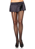 Black Sheer Pantyhose with Opaque Vertical Stripe