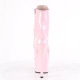 Pink Patent Leather Close Toe Heel Boots