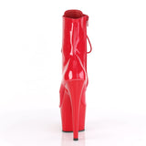 Red Patent Leather Close Toe Heel Boots