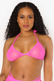 Neon Pink Mesh Triangle Bikini Top
