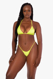 Neon Yellow Rhinestone Bikini Set
