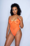 Orange fishnet string back bodysuit - The Beauty Cave Boutique