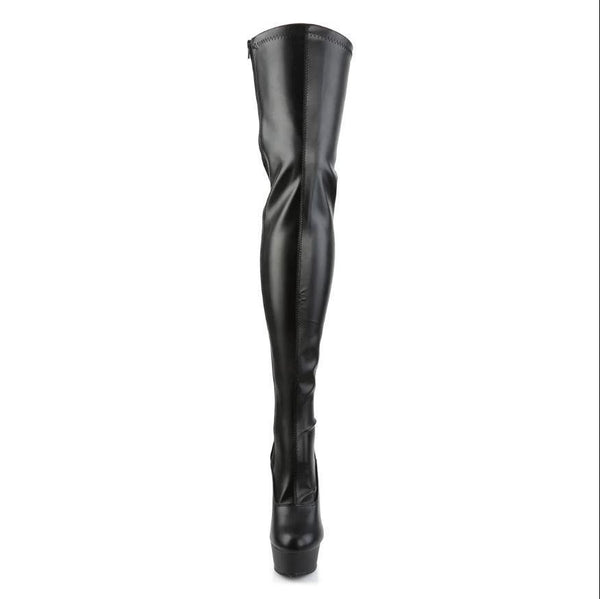 Black Faux Leather Thigh High Boots w/string – The Beauty Cave Boutique