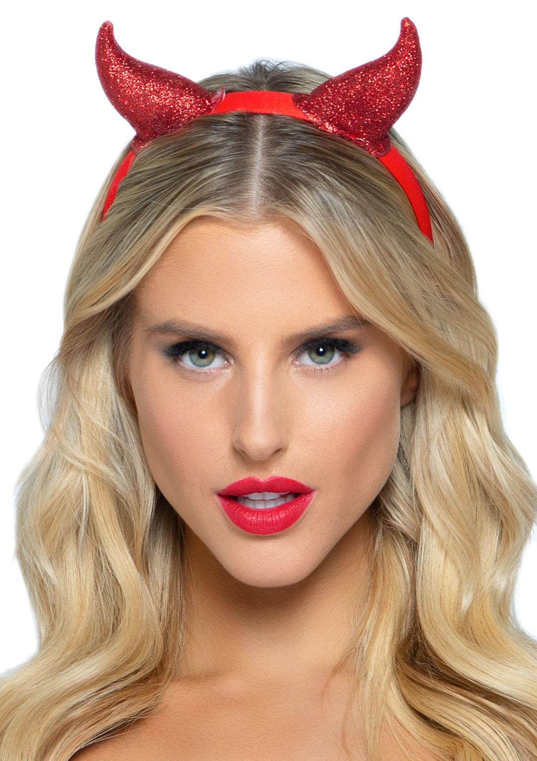 Red Glitter Devil Horn Headband