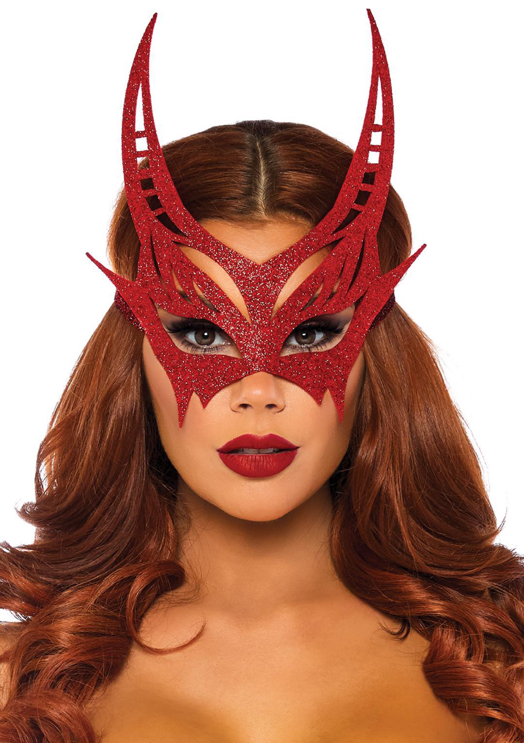 Red Glittery Devil Mask