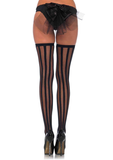 Black Vertical Stripe Thigh High Stocking