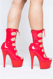 Red Hot girl ankle heels - The Beauty Cave Boutique