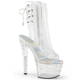 Clear Scattered Rhinestone Ankle Boots